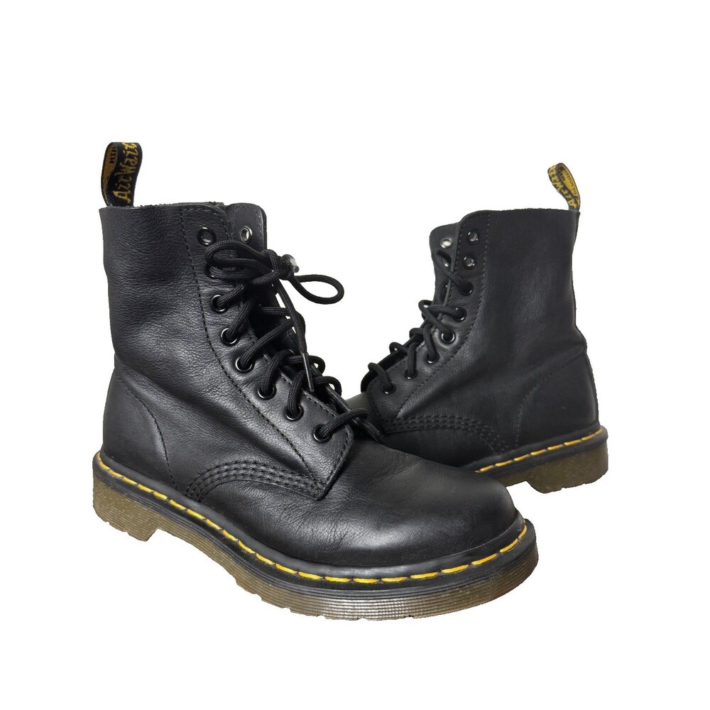 Dr Martens Black Leather Combat Boots Lace Up Grunge Punk Goth Women's 7